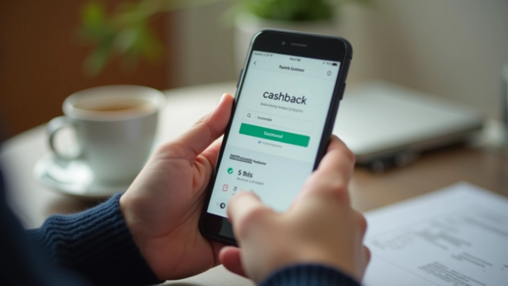 Téléphone affichant l'interface d'une application de cashback avec un montant remboursé